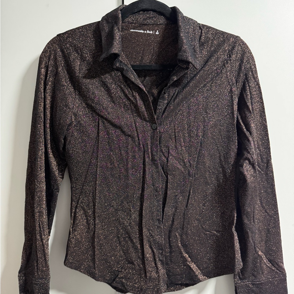 Abercrombie & Fitch Metallic Brown Button-Down Shirt
